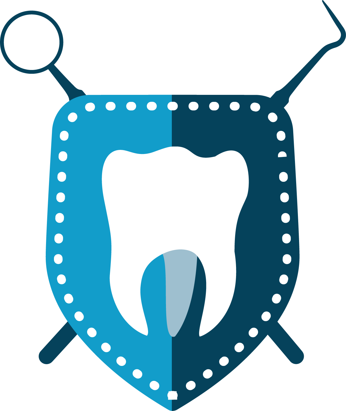 sky blue and dark blue tooth icon